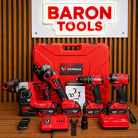 Combo Vepsan Rojo - Taladro 1/2 - Pulidora 4/5 - Rotomartillo SDS PLUS - Llave de impacto de 350 NM de 1/2 - con 4 Baterías y 2 Cargadores miniatura 1