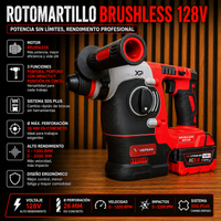 Combo Vepsan Rojo - Taladro 1/2 - Pulidora 4/5 - Rotomartillo SDS PLUS - Llave de impacto de 350 NM de 1/2 - con 4 Baterías y 2 Cargadores miniatura 9