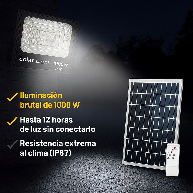 Reflector Solar 1000W + Panel y Control – Iluminación LED Potente y Ecológica para Exteriores foto 2