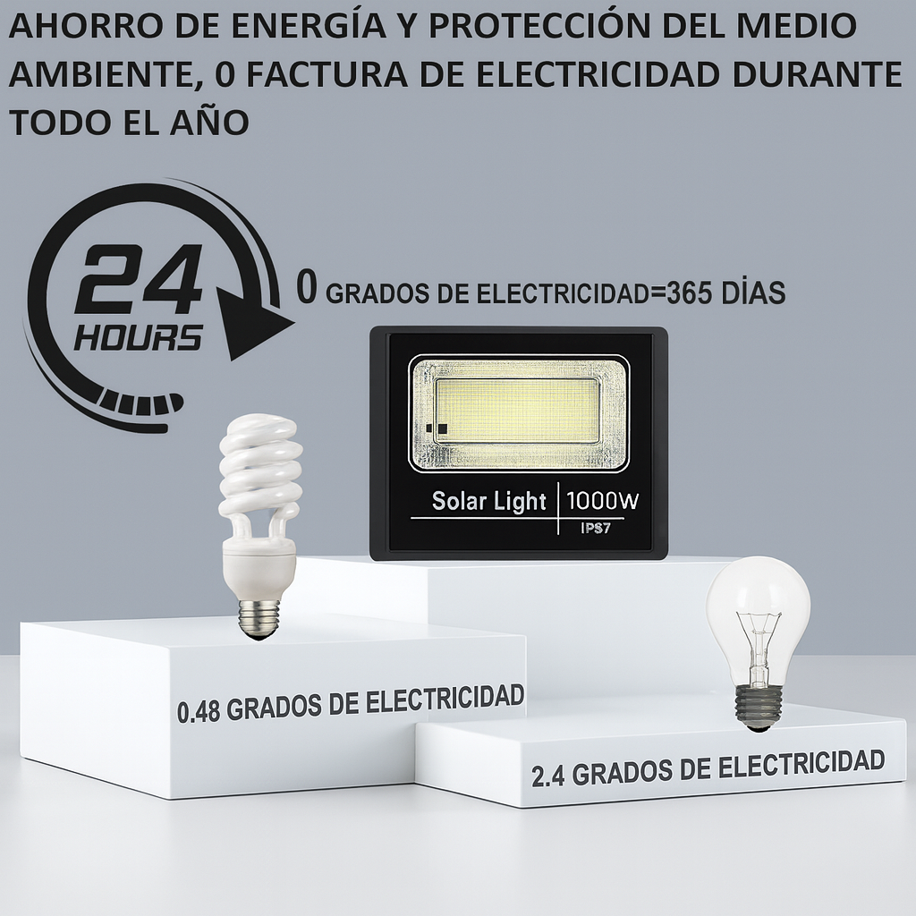 Reflector Solar 1000W + Panel y Control – Iluminación LED Potente y Ecológica para Exteriores - en uso