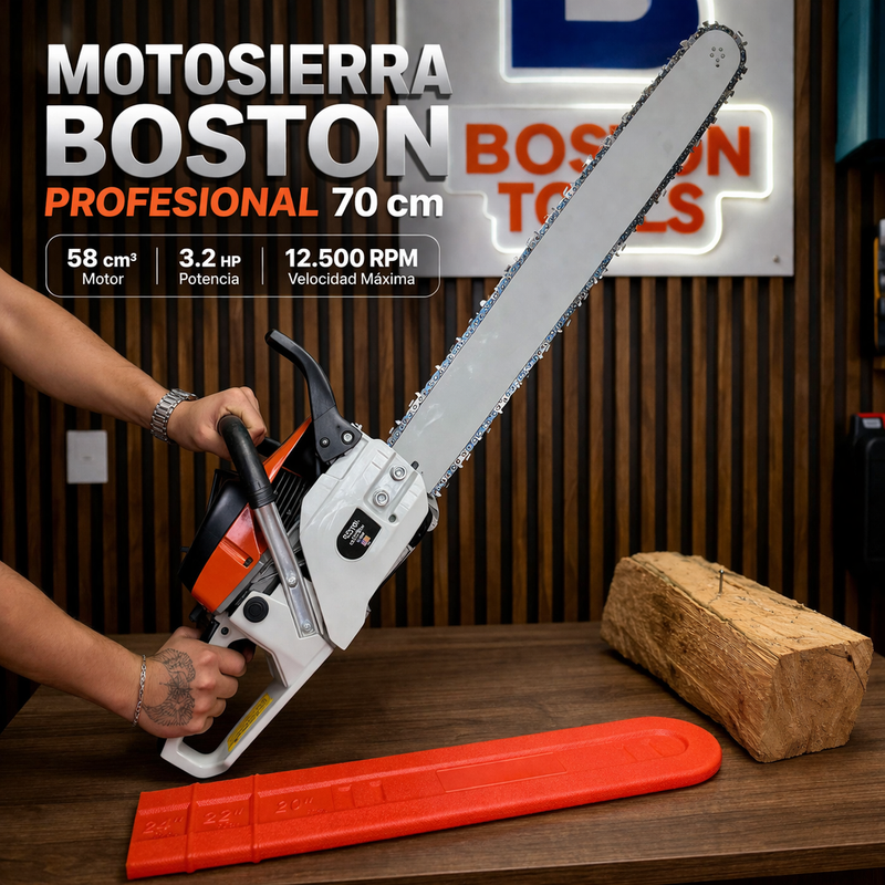 Motosierra Boston Profesional 70 cm – 58 cm³ – 3.2 HP - vp foto 1