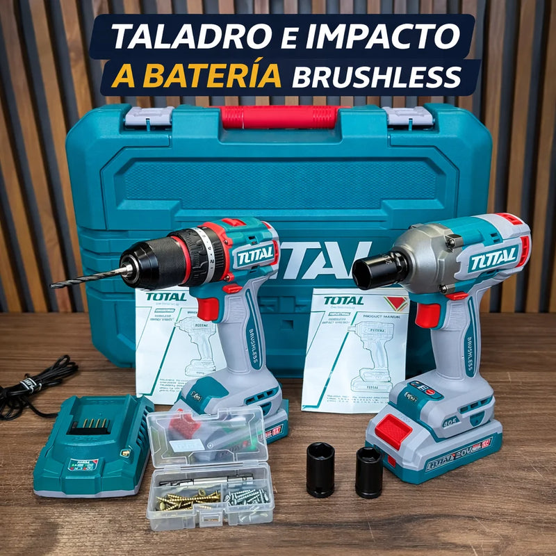Combo TOTAL 100% Original | Llave de Impacto 405Nm + Taladro 66Nm + 1 Año de Garantia foto 9