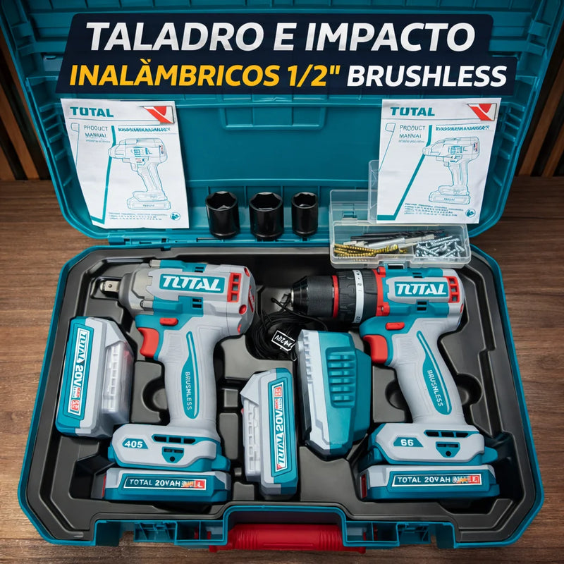 Combo TOTAL 100% Original | Llave de Impacto 405Nm + Taladro 66Nm + 1 Año de Garantia foto 6