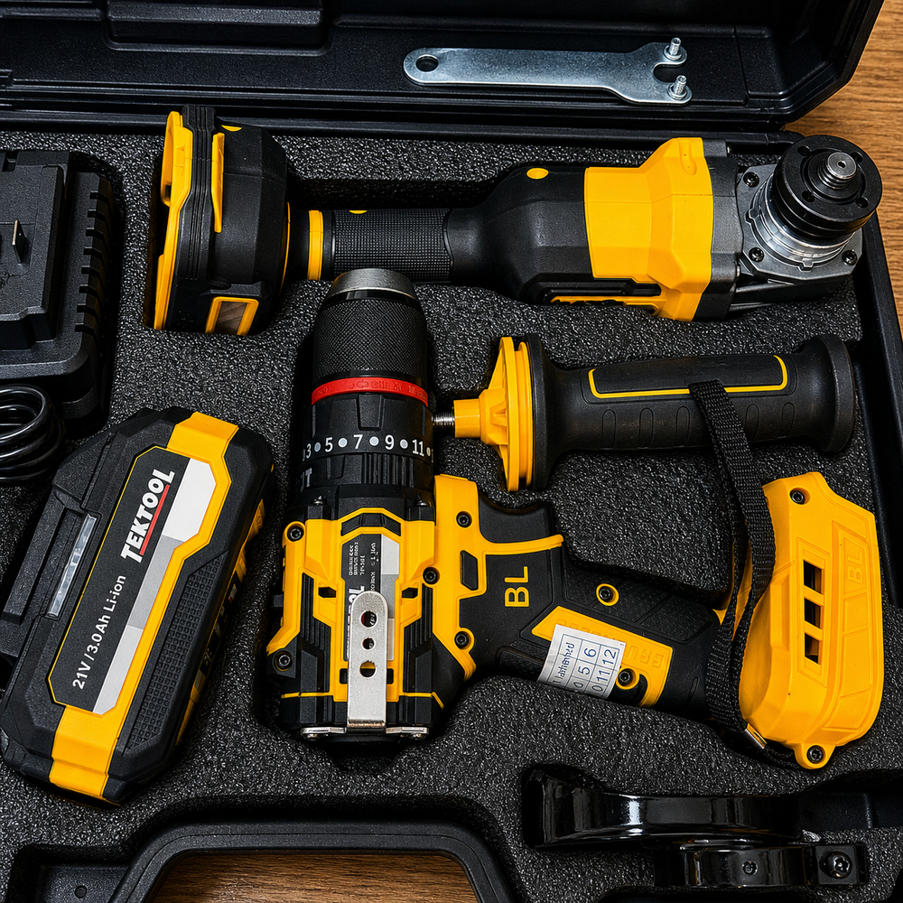 🔧 Combo TEKTOOL Brushless 21V: Taladro 535Nm + Pulidora 125mm + 2 Baterías - BM - vista 5