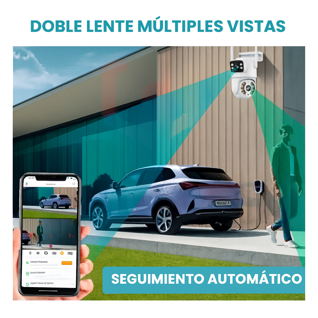 Cámara de Vigilancia Doble Lente WiFi PTZ – Seguridad Total en Todo Momento
