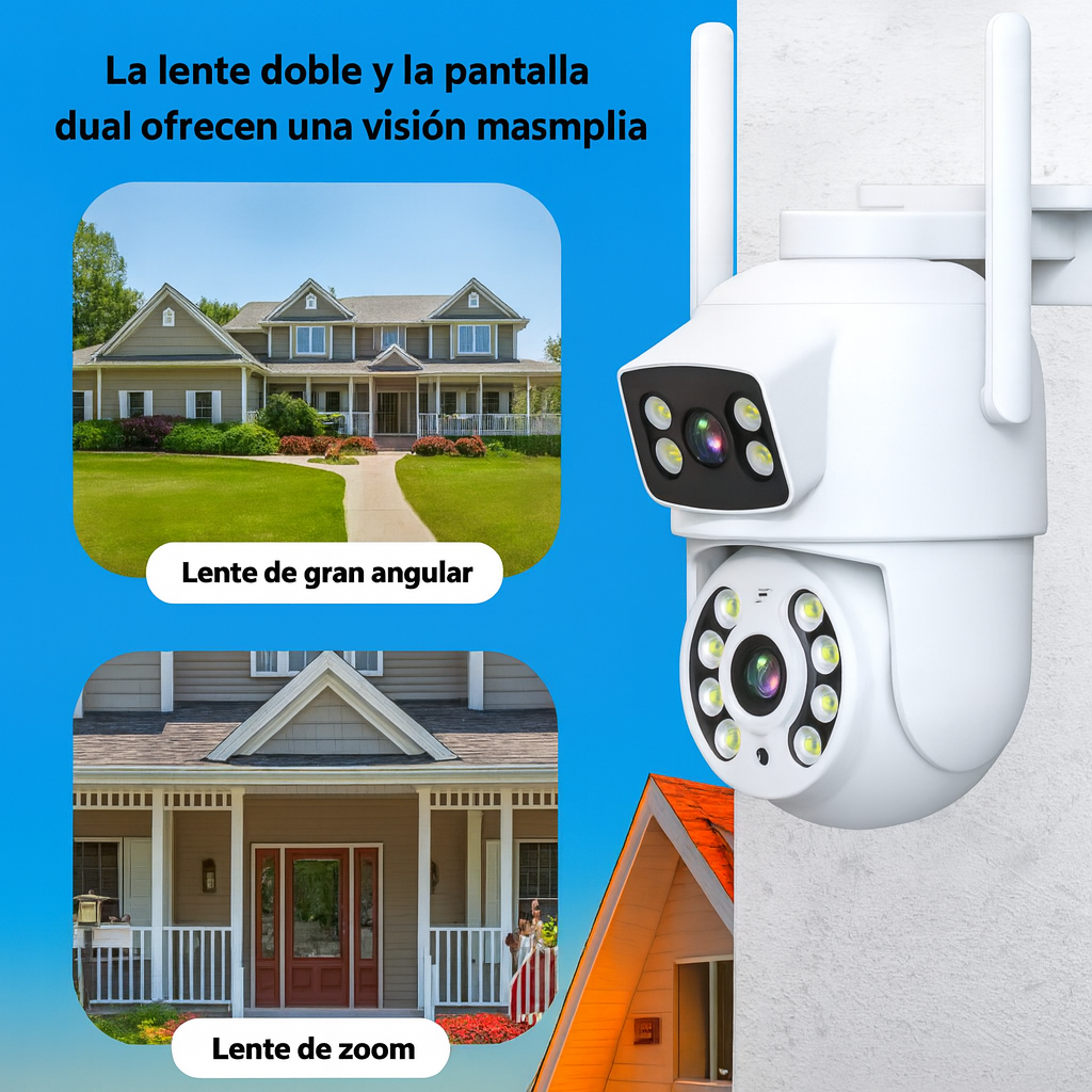 Cámara de Vigilancia Doble Lente WiFi PTZ – Seguridad Total en Todo Momento