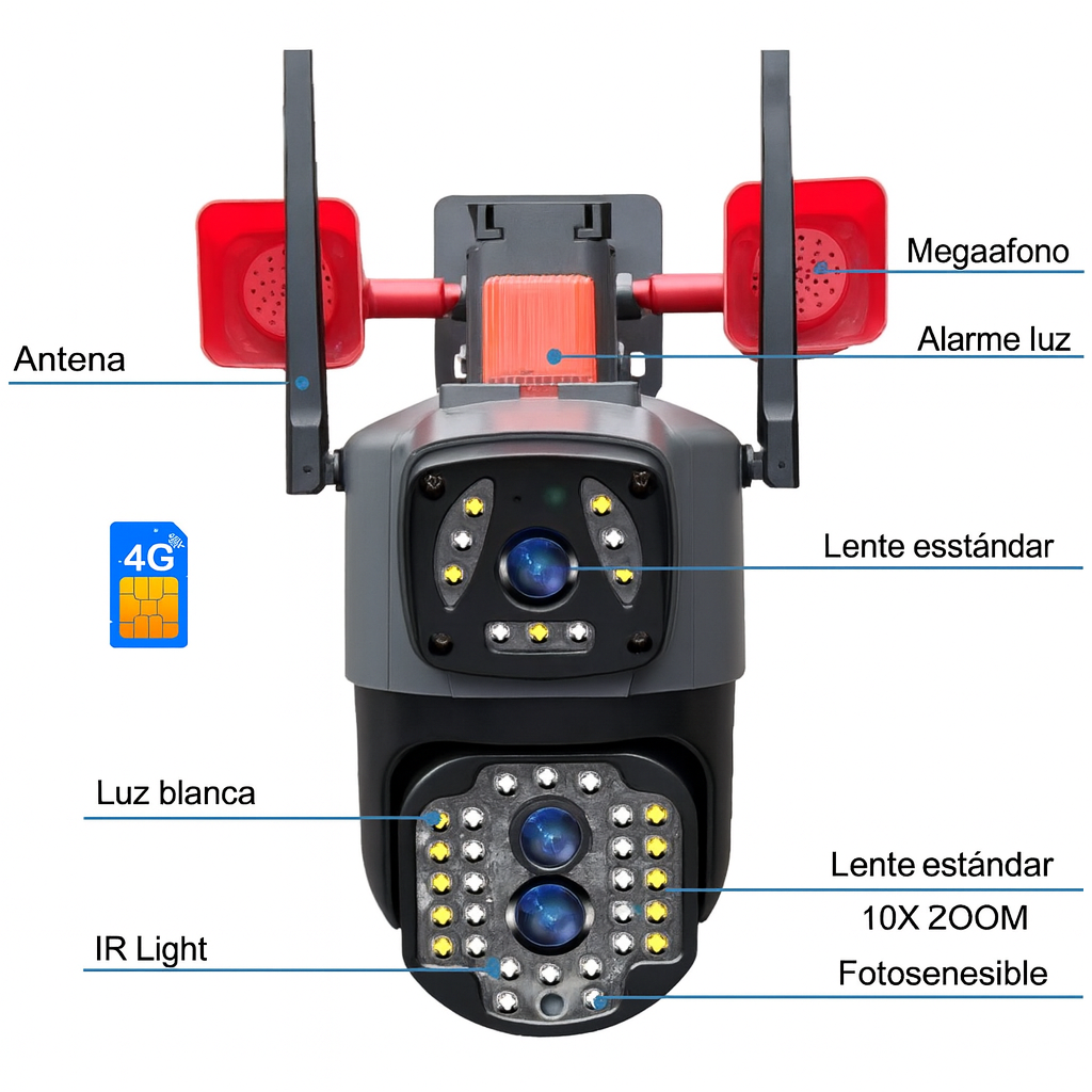 Cámara de Seguridad Inteligente con SIM Card 4G   Vigilancia 24/7