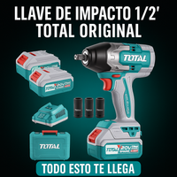 Llave de Impacto 1/2 TOTAL 100% ORIGINAL - Toque (Apreta 850 Nm - Afloja 1000 Nm) - 1 año de Garantía miniatura 1