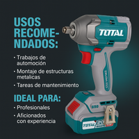 Llave de Impacto 1/2 TOTAL 100% ORIGINAL - Toque (Apreta 850 Nm - Afloja 1000 Nm) - 1 año de Garantía miniatura 8