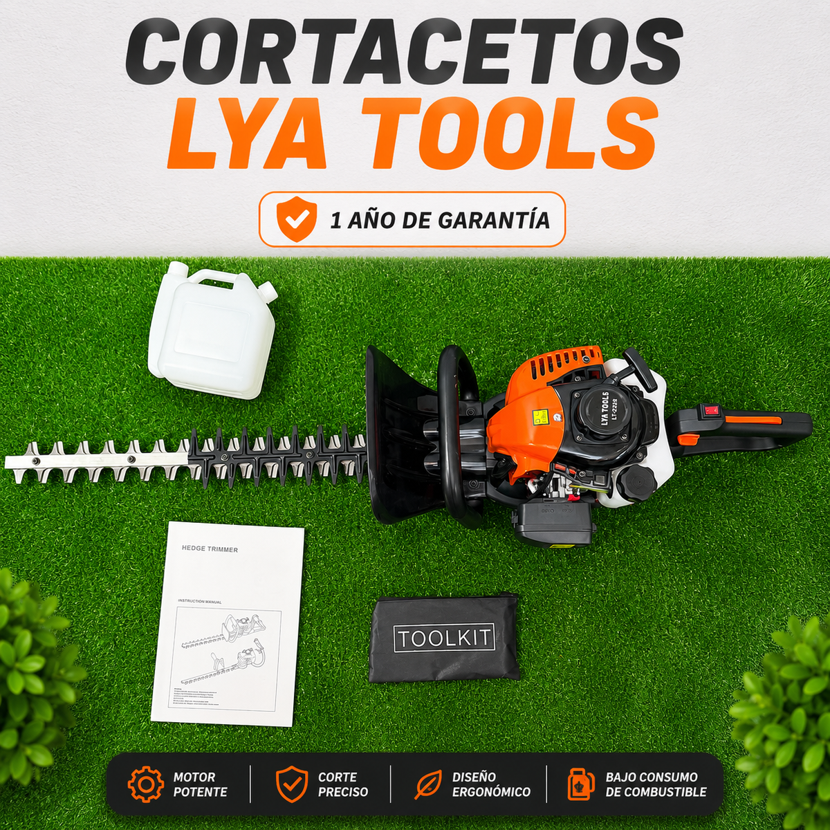 Cortasetos a Gasolina LYA Tools 21.7cc – Cuchilla de 56cm / 1 Año de Garantia - en uso