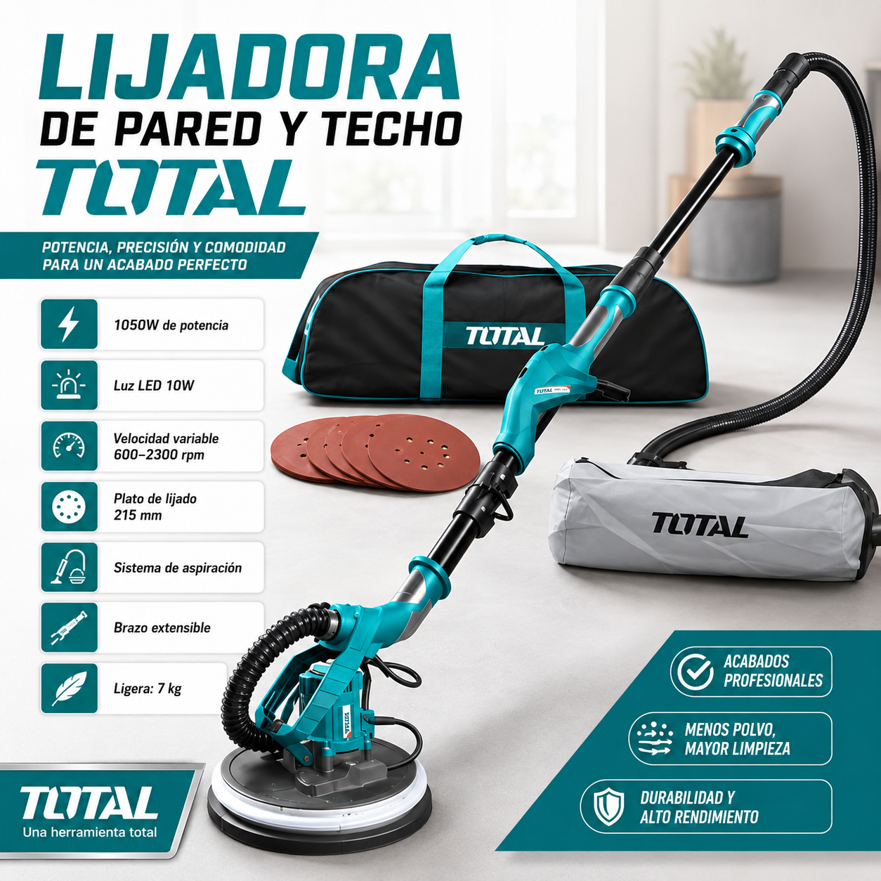 Lijadora de Pared y Techo Total 1050W / 100% Original  / 1 año garantía