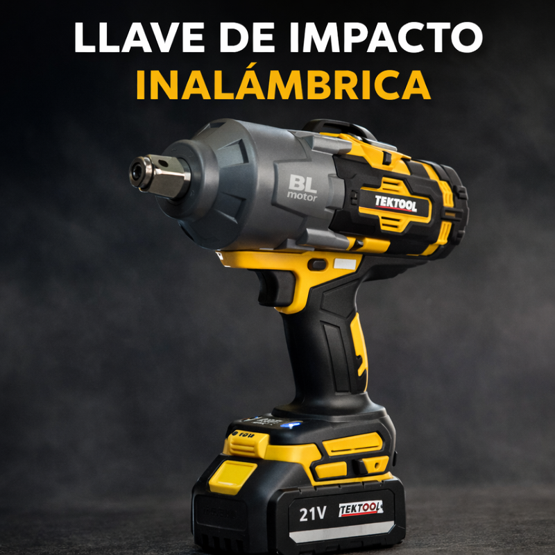 Llave de impacto inalámbrica TEKTOOL ORIGINAL 2 Baterias 4.0 A.h 2000 N.m foto 4