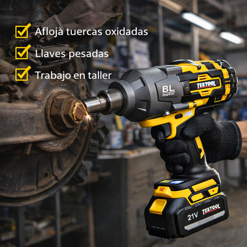 Llave de impacto inalámbrica TEKTOOL ORIGINAL 2 Baterias 4.0 A.h 2000 N.m foto 11