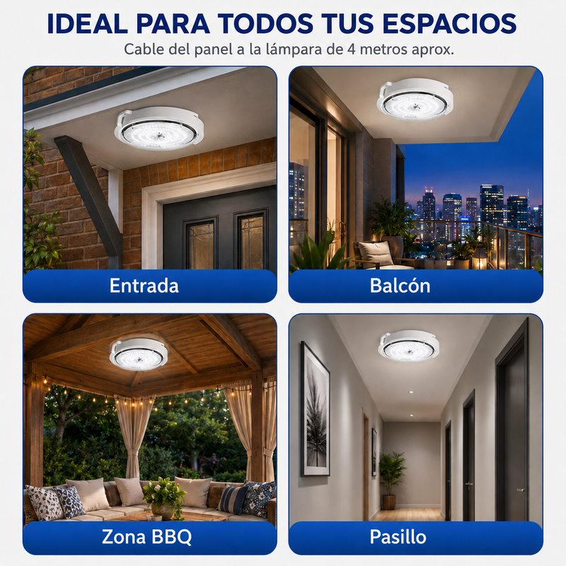 Lampara Solar LED de Techo 40W con Control Remoto y 3 Tonos de Luz foto 2
