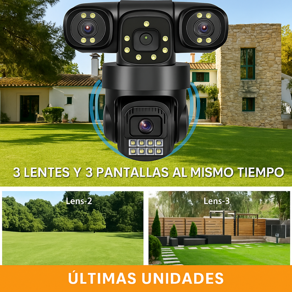 Seguridad Total - Cámara 3 Lentes WIFI Giratorios 360° - 5