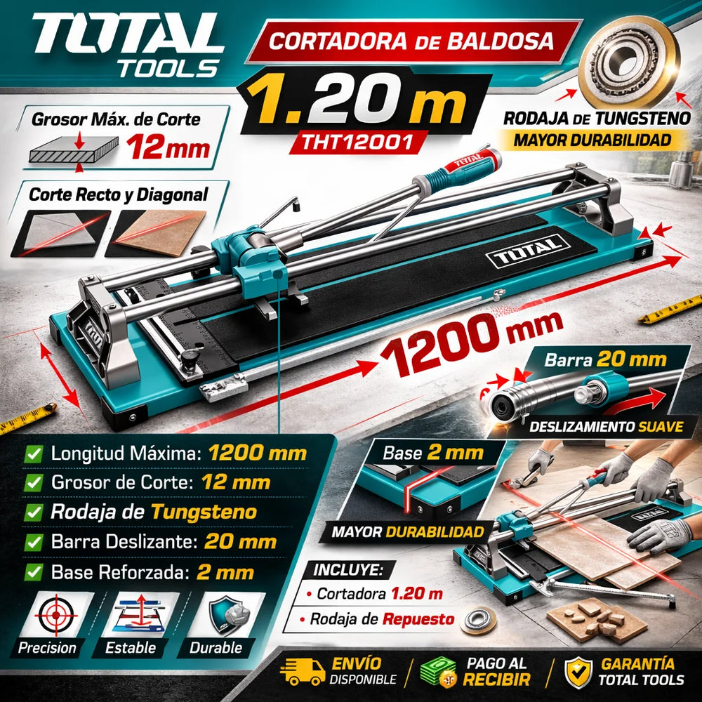 Cortadora de Baldosa Total 1.20 m (THT12001) – Rodaja de Tungsteno - 1