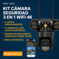 Seguridad Total - Cámara 3 Lentes WIFI Giratorios 360° miniatura 8
