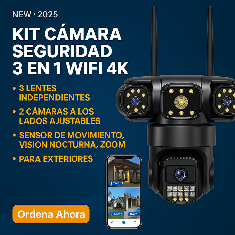 Seguridad Total - Cámara 3 Lentes WIFI Giratorios 360° foto 8