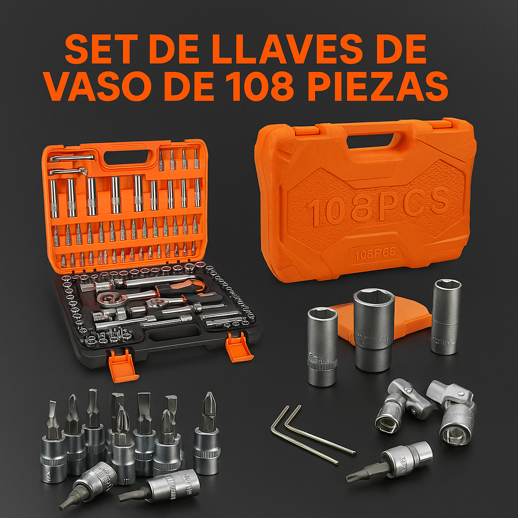 🔧 Set de Herramientas 108 Piezas – Poder Total en tus Manos