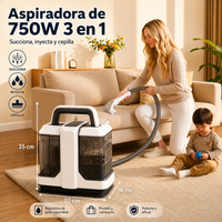 ASPIRADORA 3 EN 1 DE 750W Limpia profundo: succiona, inyecta agua y cepilla Garantía de 1 año miniatura 1