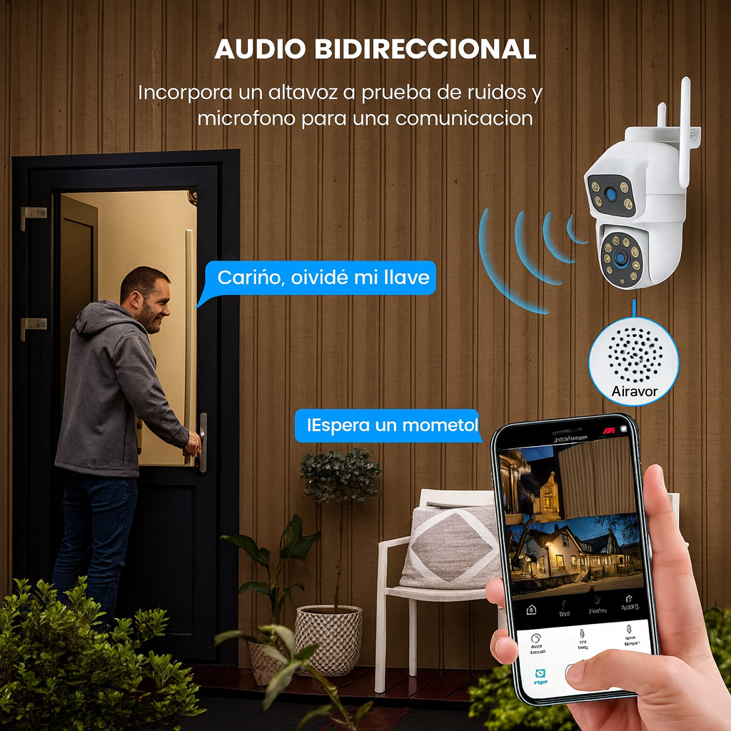 Cámara de Vigilancia Doble Lente WiFi PTZ – Seguridad Total en Todo Momento