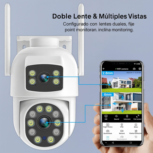 Cámara de Vigilancia Doble Lente WiFi PTZ – Seguridad Total en Todo Momento