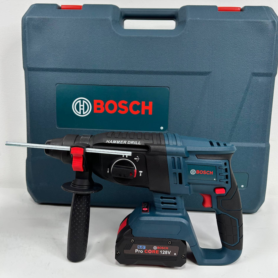 Combo 4 en 1  BOSCH (Pulidora 10.000 RPM, Rotomartillo Triple Función, Taladro 3/8 y Llave de Impacto 400 Nm) Brushless Motor, 4 Baterías.