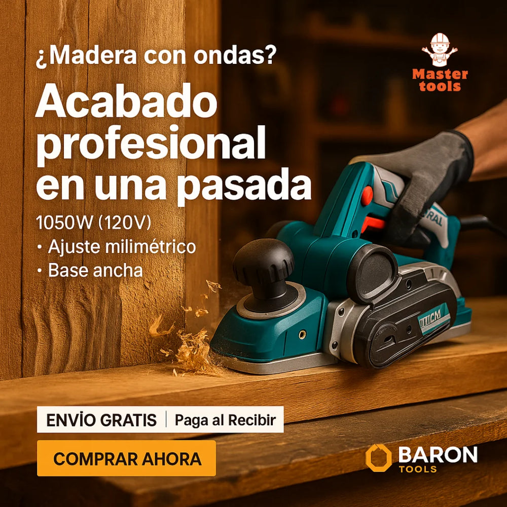 Cepillo Eléctrico 1050W (120V) — Acabado profesional en una pasada. - 1