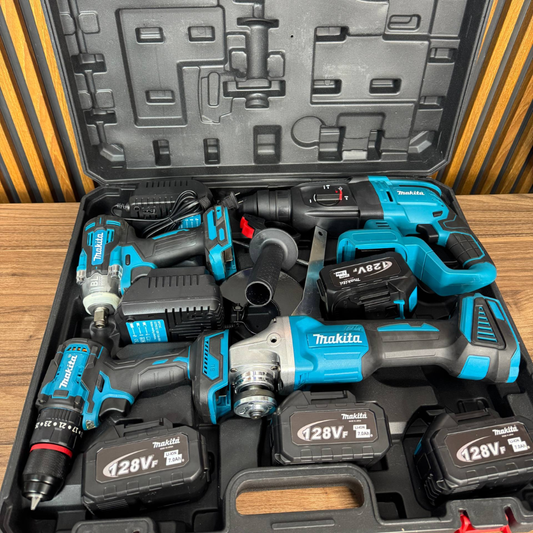 Combo 4 en 1 MAKITA (Taladro + Rotomartillo + Llave de Impacto + Pulidora) - 4 Baterías 5 AMP