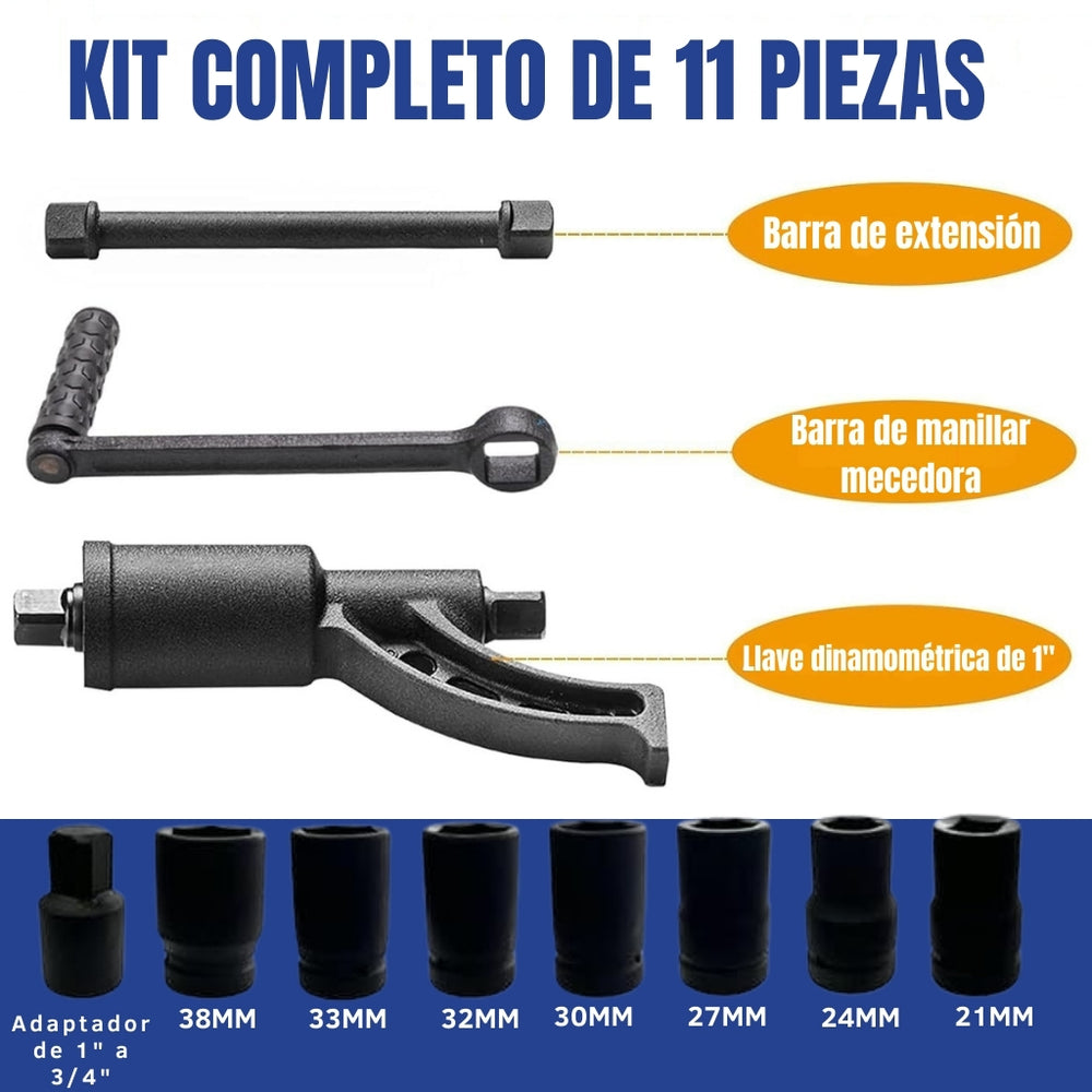 Multiplicador de Fuerza Industrial – 4800Nm | Kit Completo con Copas, Adaptador y Maletín - 15