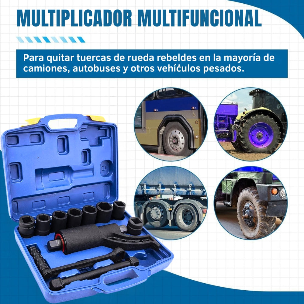 Multiplicador de Fuerza Industrial – 4800Nm | Kit Completo con Copas, Adaptador y Maletín - 14
