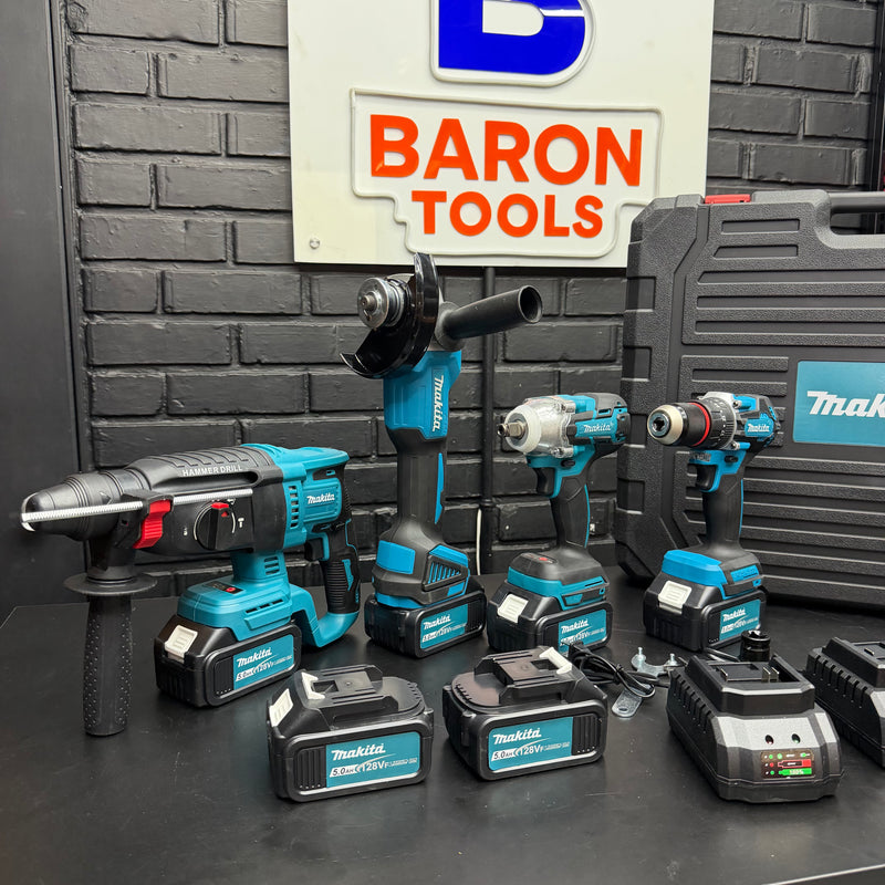 Combo tipo Makita 4 Herramientas Brushless 128V | Rotomartillo + Llave de Impacto + Taladro + Pulidora | 6 Baterías 5.0 Ah + 2 Cargadores | 6 Meses de Garantía foto 7