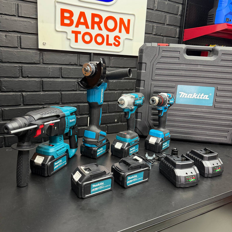 Combo tipo Makita 4 Herramientas Brushless 128V | Rotomartillo + Llave de Impacto + Taladro + Pulidora | 6 Baterías 5.0 Ah + 2 Cargadores | 6 Meses de Garantía foto 6
