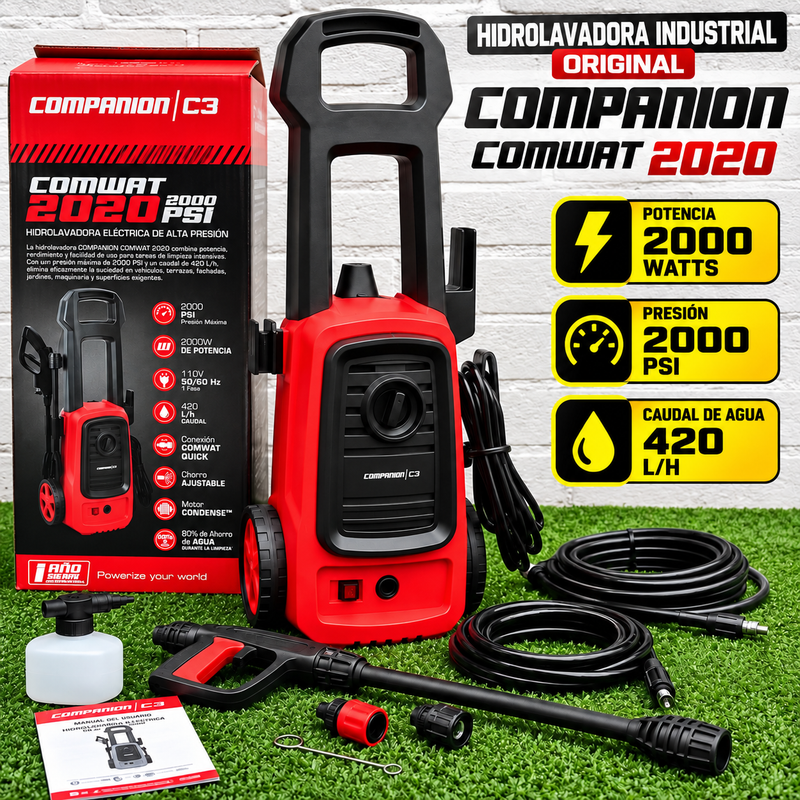 Hidrolavadora de Alta Presión Companion — 2000 PSI · 2000W · 420 L/h | 1 Año de Garantía foto 1