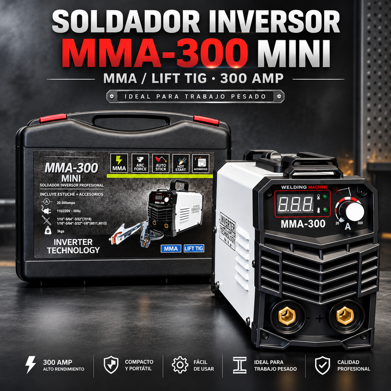 Soldador Inversor 300 AMP | MMA + LIFT TIG | Quema 6011, 6013 y 7018 | Bifásico 110V/220V | 2 Años de Garantía foto 1