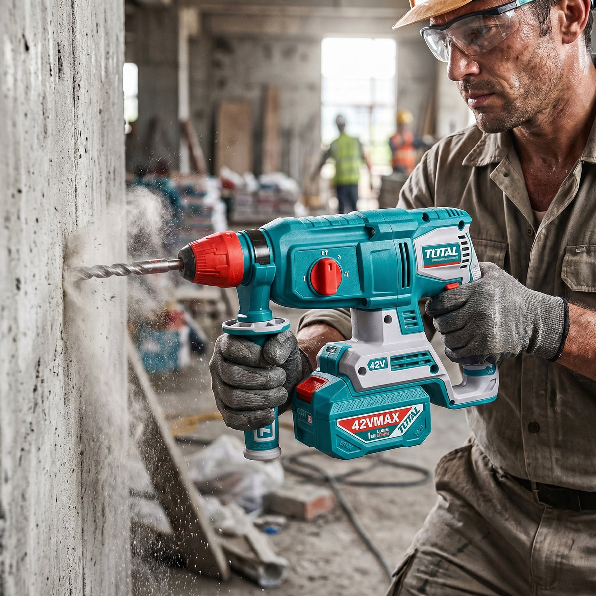 Rotomartillo Inalámbrico TOTAL 42V SDS Plus Industrial — 2.5 J - 2