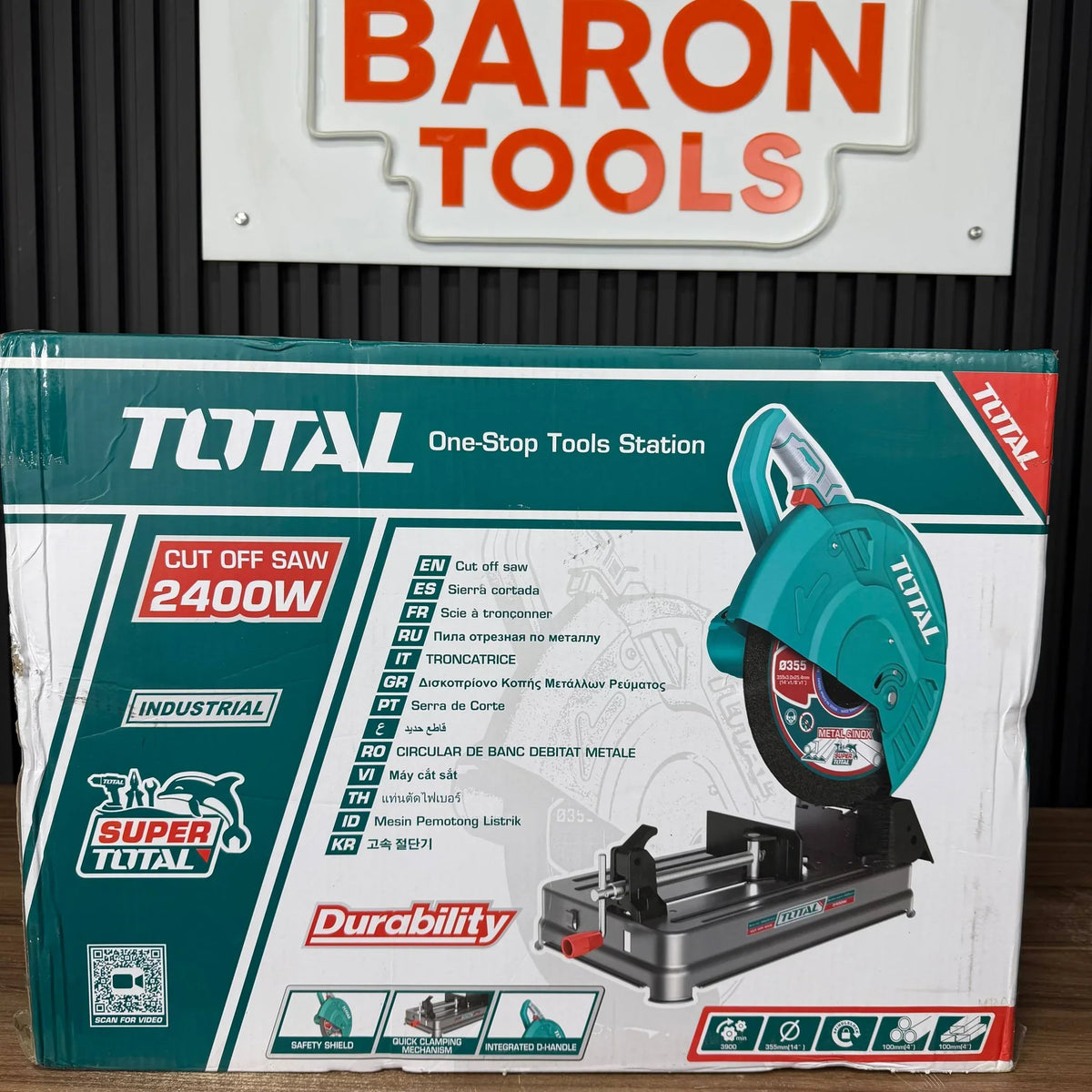 Tronzadora Industrial TOTAL 14” 2400W | 3900 RPM – Alta Potencia para Corte de Metal – 1 Año de Garantía