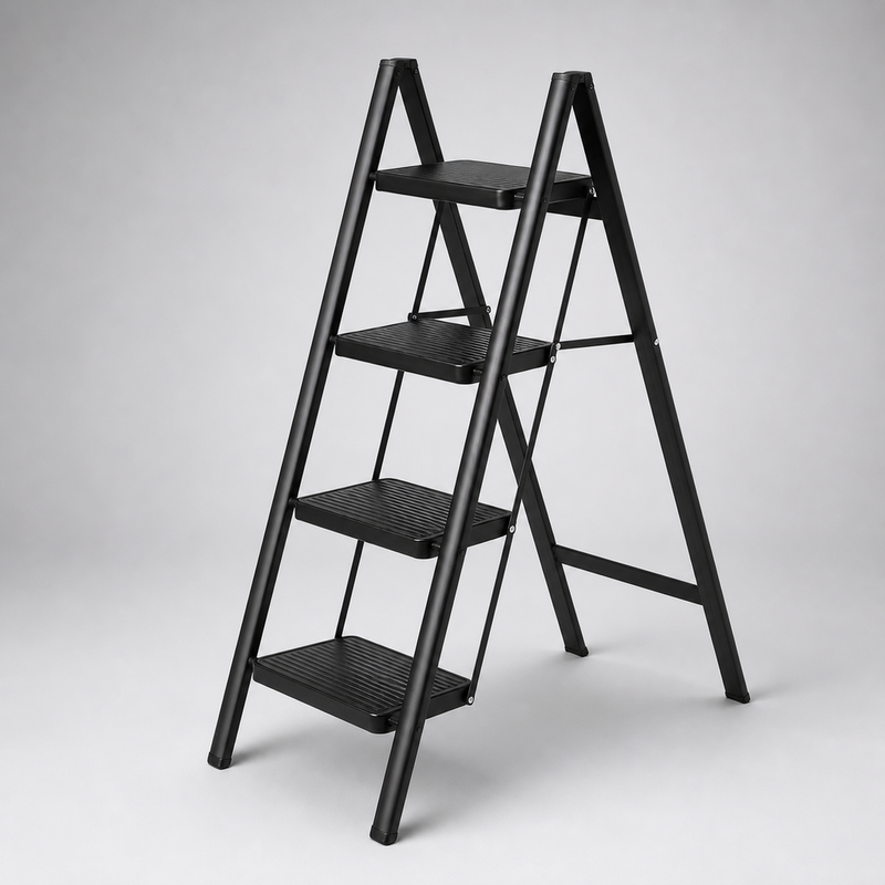 Escalera Plegable 4 Peldaños en Aluminio · Soporta 150kg · Antideslizante y Compacta · Garantía 1 año foto 1