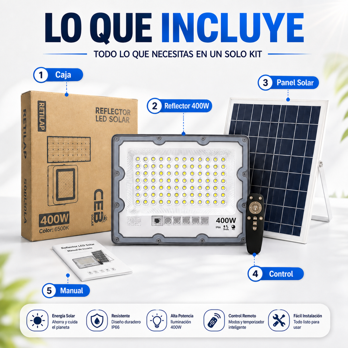Reflector Solar CEB 400W Reales · Certificado RETILAP  · Garantía 2 años - en uso