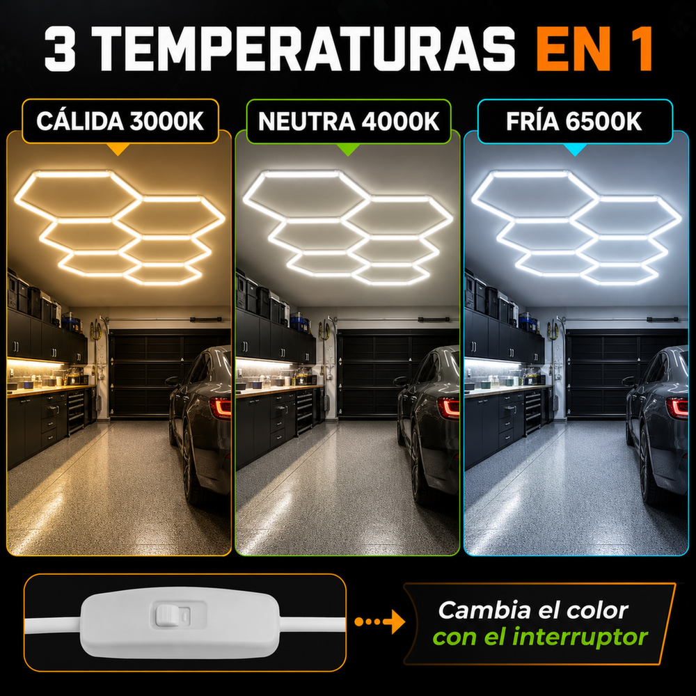 Lámpara Hexagonal LED BigLed 168W – 5 Hexágonos, 3 Tonos de Luz y 1 Año de Garantía - 9