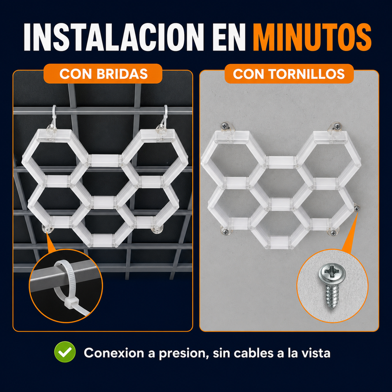 Luces LED Hexagonales · 5 Hexágonos · 3 Colores (3000K/4000K/6500K) · Detailing, Taller y Gimnasio · Garantía 1 año foto 8