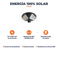 Lámpara Solar UFO 200W · 3 Panel integrado· Control Remoto y Sensor de Movimiento · IP65 · Garantía 1 año miniatura 7