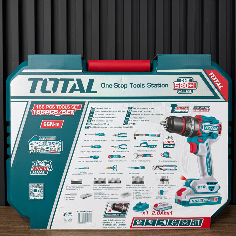 Kit de Herramientas TOTAL 166 Piezas con Taladro Brushless 20V foto 7
