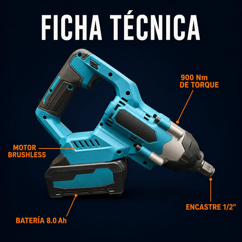 Llave de Impacto Makita 900 Nm Brushless 128V 1/2" — 2 Baterías 8.0 Ah | 1 Año de Garantía foto 5