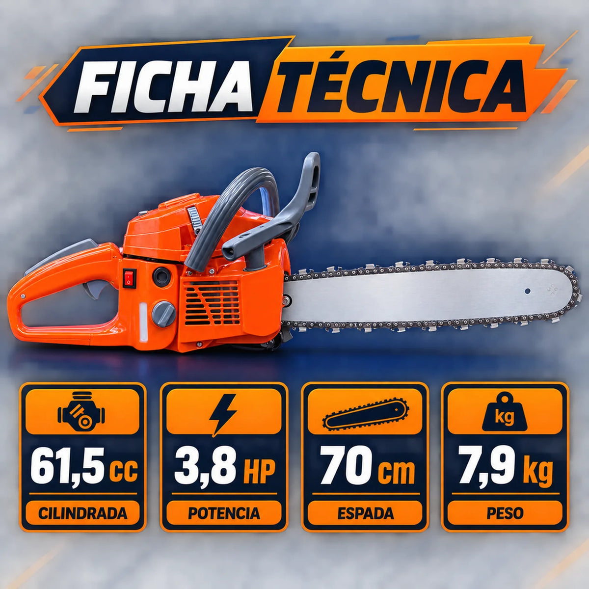 Motosierra tipo Husqvarna 61 XP a Gasolina 61,5 cc — Espada de 70 cm | 1 Año de Garantía - en uso