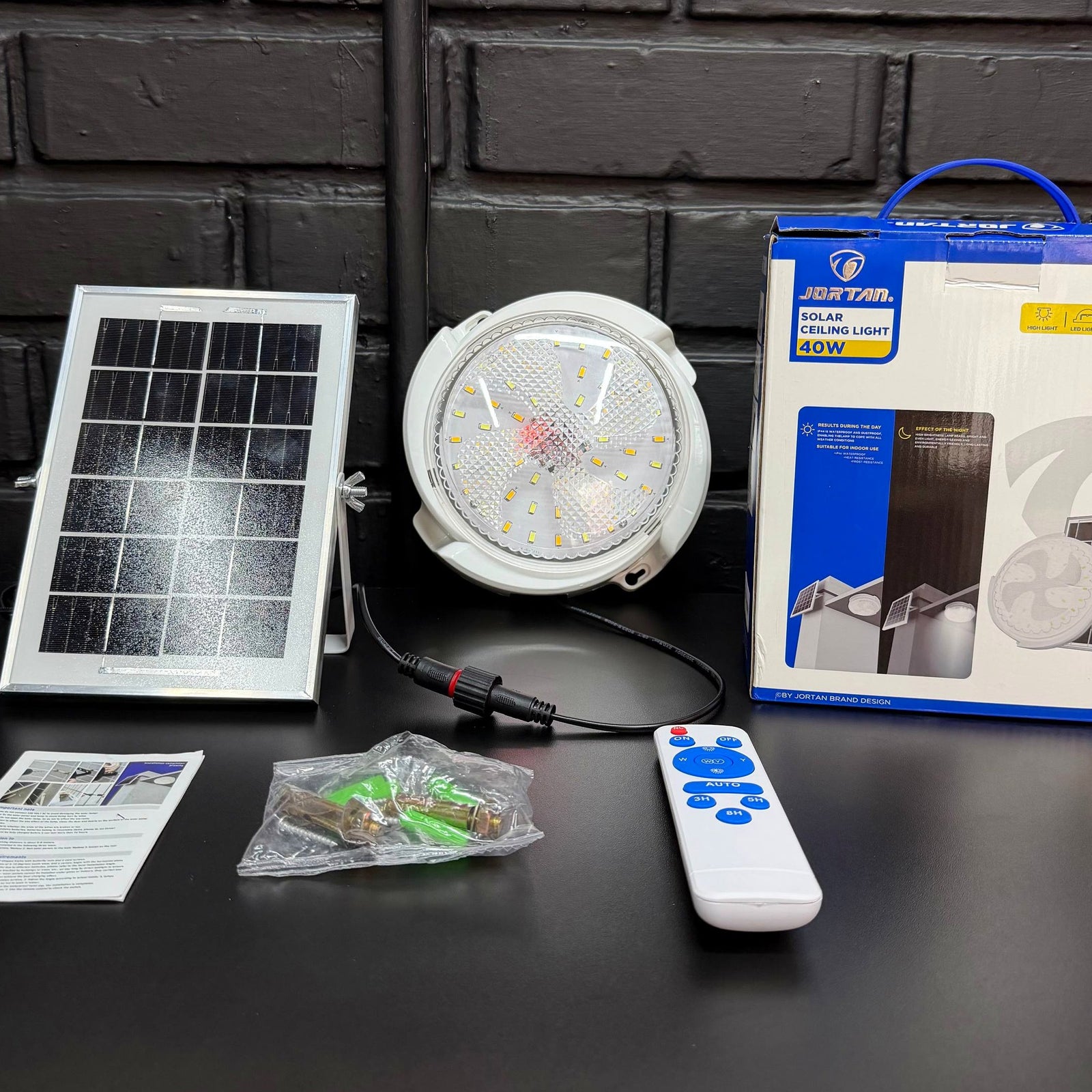 Plafón Solar LED de Techo 40W con Control Remoto y 3 Tonos de Luz - Kit completo
