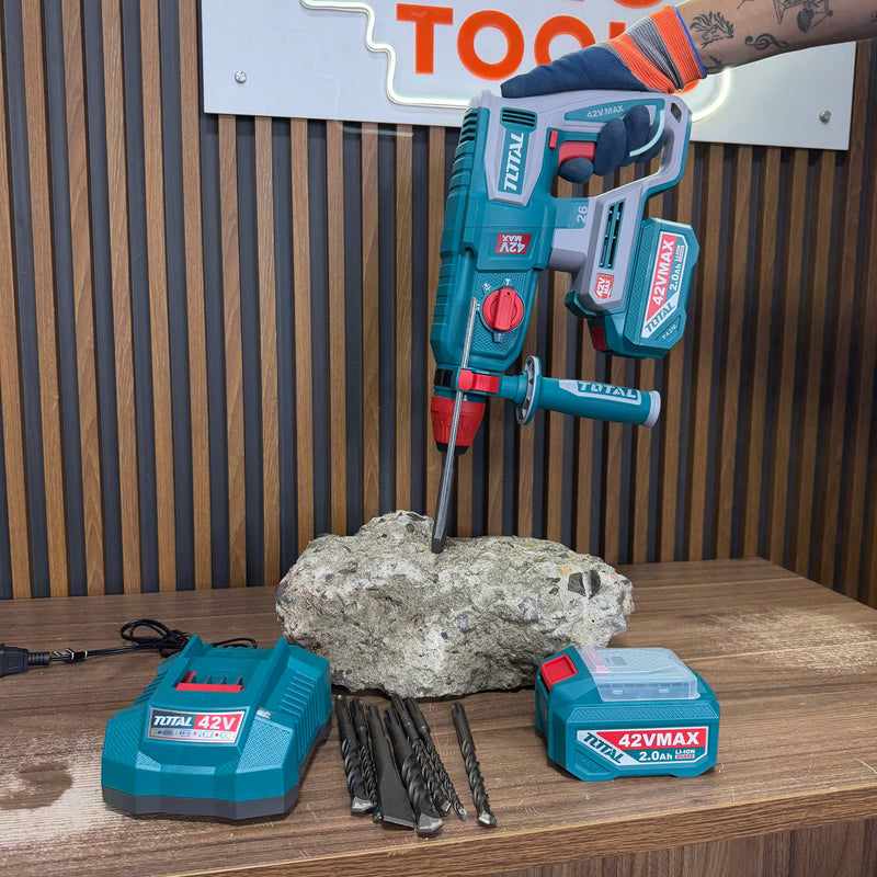 Nuevo Rotomartillo TOTAL 42V Inalámbrico SDS Plus  - Uso Industrial / 1 Año de Garantia foto 6