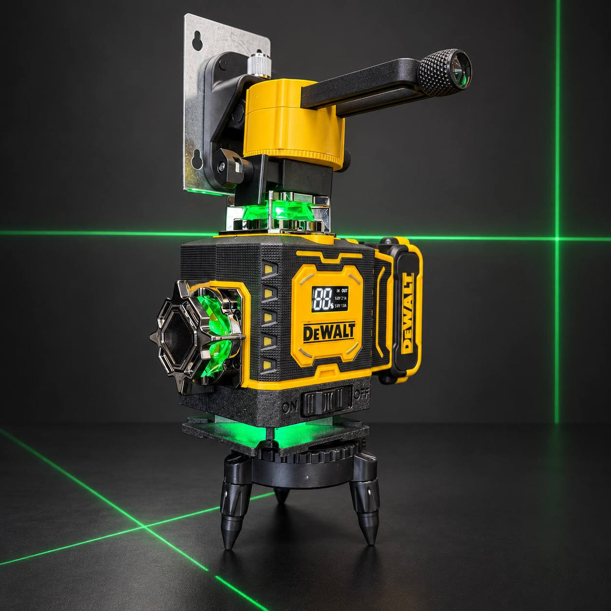 Nivel Láser DeWALT 16 Líneas Verdes 4x360° – Autonivelante con accesorios - Kit completo