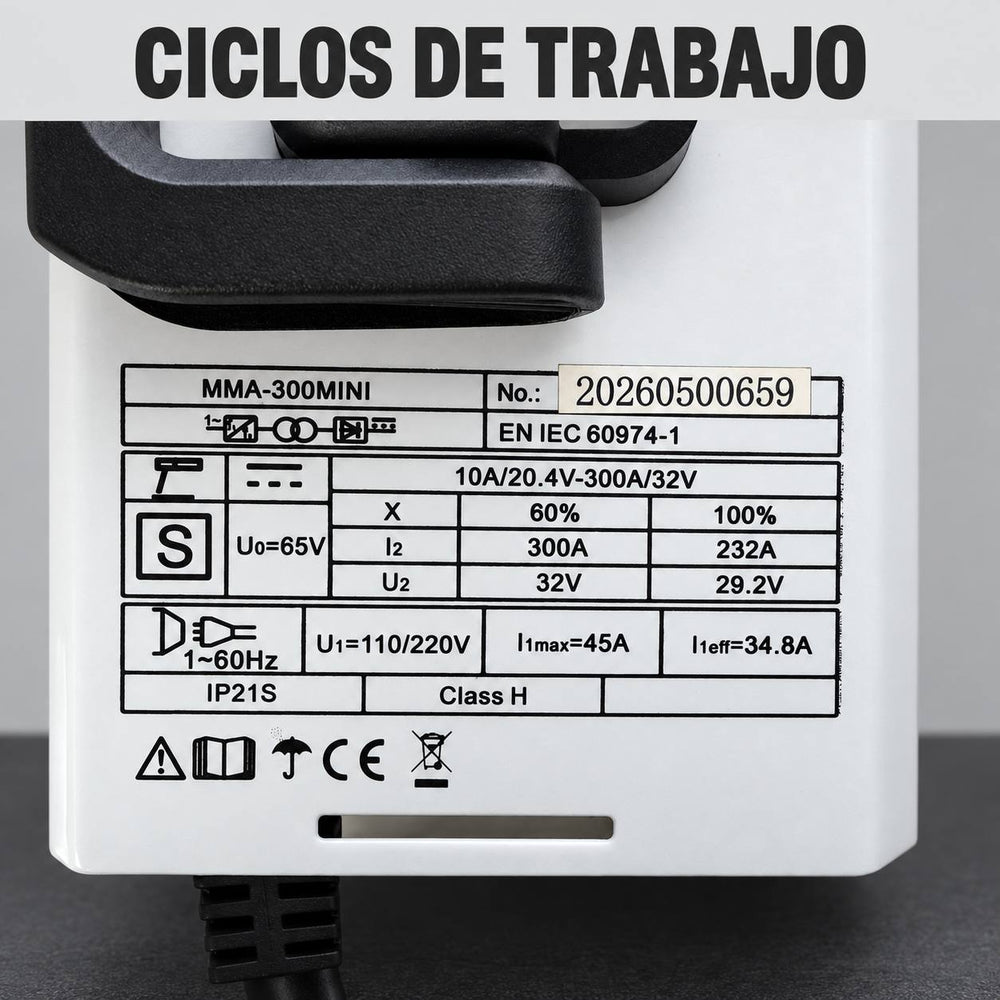 Soldador Inversor RX Max Power MMA-300 Mini Blanco | 300 A | 110V/220V | IGBT Inverter | Estuche y 2 Caretas | 2 Años de Garantía - 10