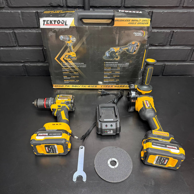 Combo TekTool 2 en 1 Original Taladro 1/2 (55Nm) + Pulidora 4"1/2 (850W) – 1 AÑO DE GARANTIA foto 4